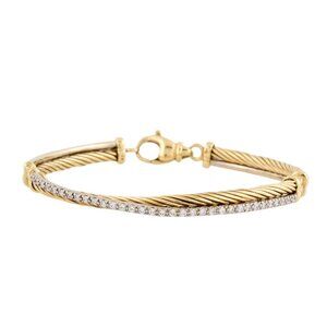 DAVID YURMAN 18K TWO-TONE DIAMOND CROSSOVER BRACELET